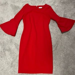 Calvin Klein 3/4 Bell Sleeve Boat Neck Sheath Dress size 6